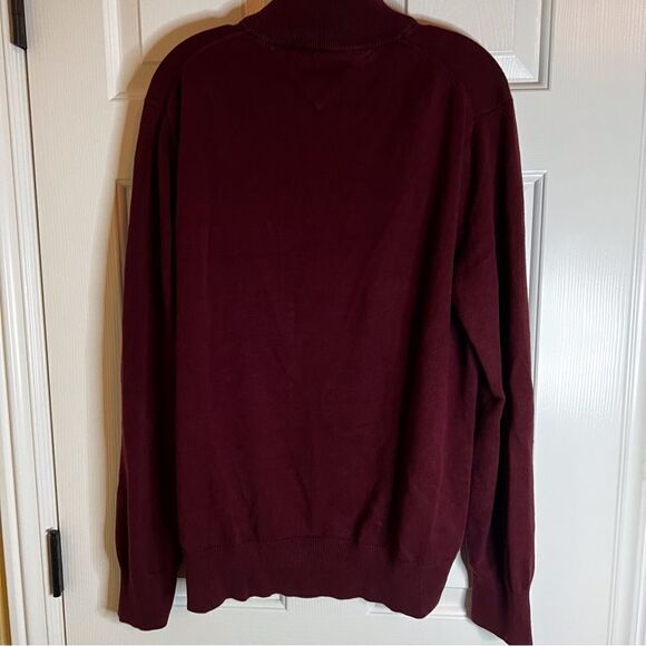 Tommy Hilfiger Mens Half Zip Burgundy Pull Over Warm Heavy Sweater Size Large - Picture 5 of 5